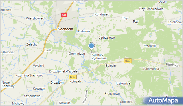 mapa Kuchary Żydowskie, Kuchary Żydowskie na mapie Targeo